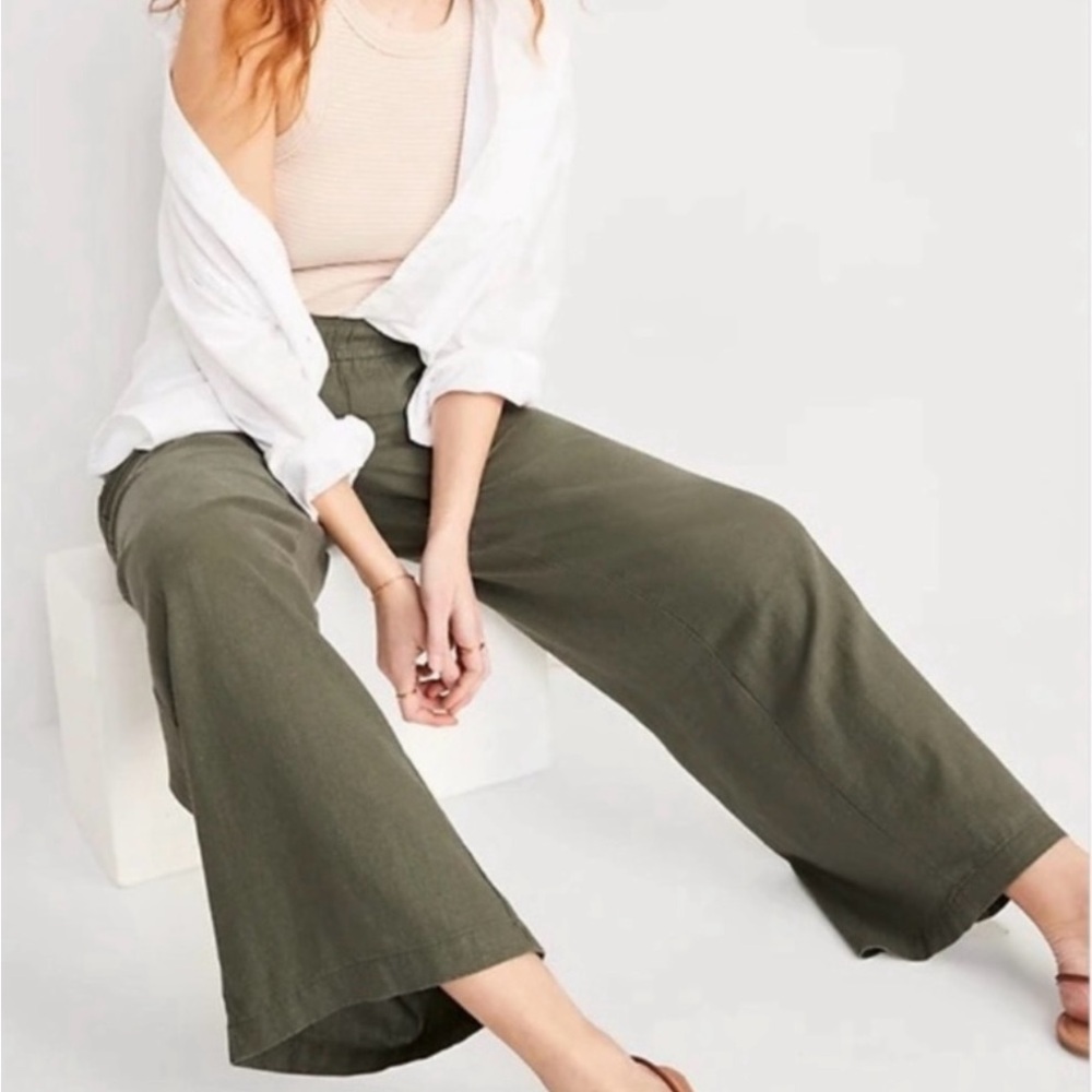SOLD - Old Navy High-Waisted Linen-Blend Wide-Leg Pants EUC